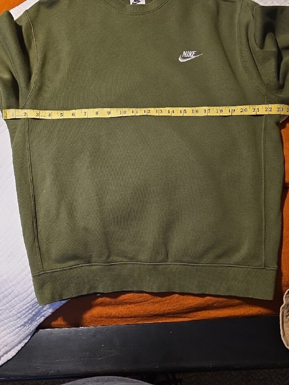 Nike Olive Crewneck Sweatshirt with Small White Logo - Picture 2 of 3